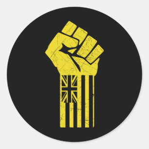 Hawaii Resist Fist Up Defend Kanaka Maoli Kea Runder Aufkleber