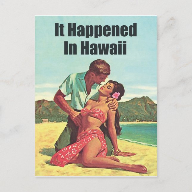 Hawaii, Romantik am tropischen Strand, Vintage-Rei Postkarte (Vorderseite)