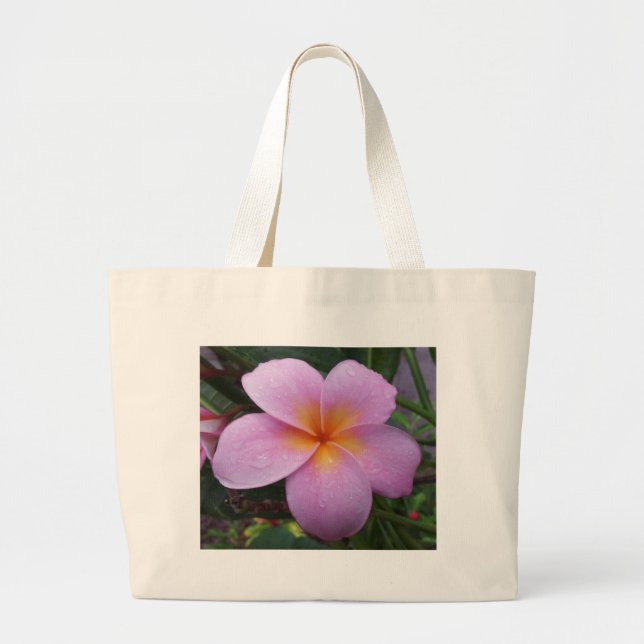 Hawaii rosa Plumeria-Blume Jumbo Stoffbeutel (Vorne)