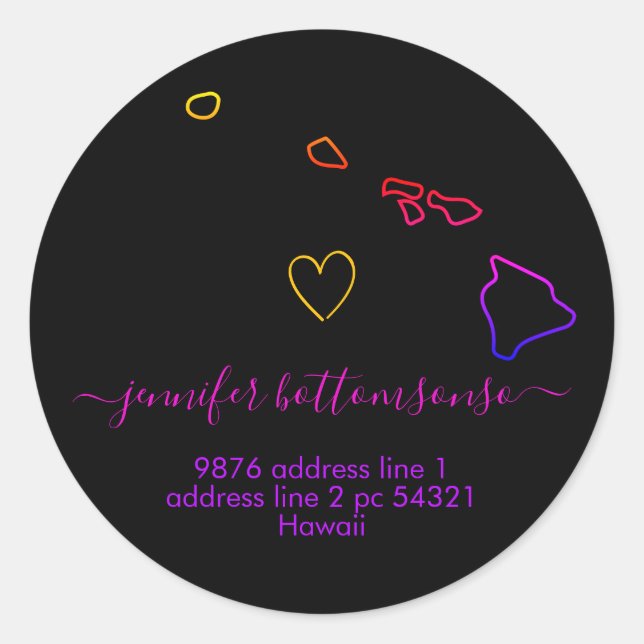 Hawaii-Rücksendeadresse Signatur Runder Aufkleber (Vorderseite)