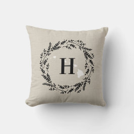 Hawaii Rustic Wreath Monogram Throw Kissen