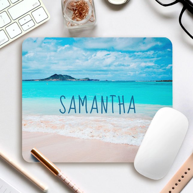 Hawaii Sandy Beach Blue Ocean Foto Individuelle Na Mousepad (Von Creator hochgeladen)