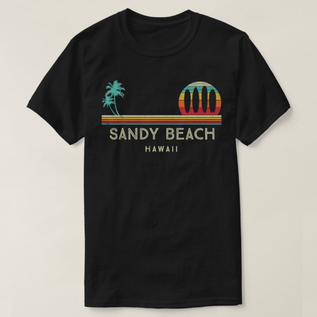 Hawaii Sandy Beach Palmen Hawaiian Surf T-Shirt (Design vorne)