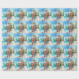 Hawaii Santa Claus is holding surf board Christmas Geschenkpapier