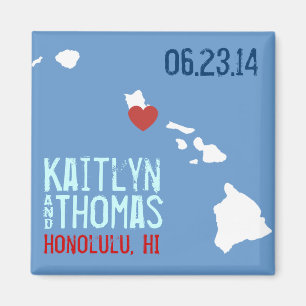 Hawaii Save the Date - Individuell gestaltete Stad Magnet