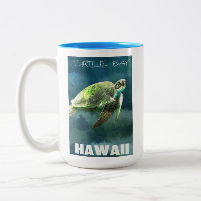 Hawaii Sea Turtle Artistic Zweifarbige Tasse (Links)