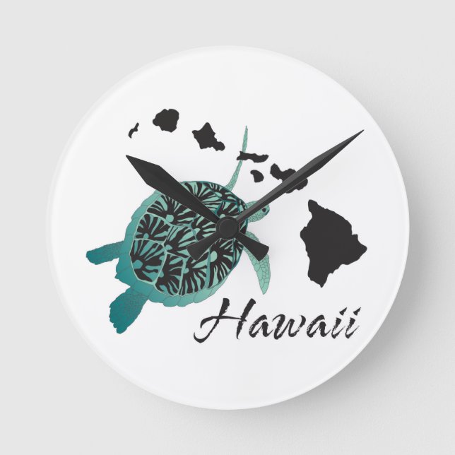 Hawaii Sea Turtle Runde Wanduhr (Vorderseite)