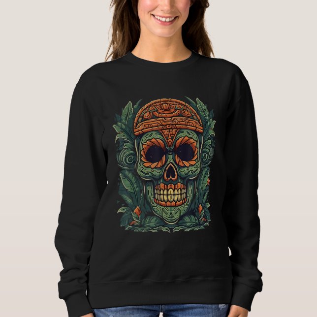 Hawaii Skull Tiki Mask Tropical Hawaiian Men Women Sweatshirt (Vorderseite)