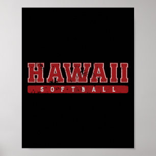 Hawaii Softll Rot Vintage Text Poster