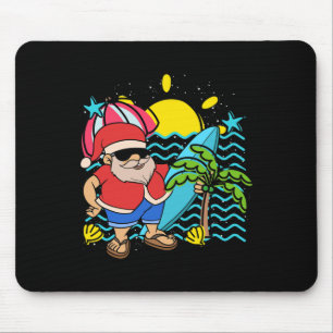 Hawaii Sommer Surfer Weihnachtsmann Tropisches Wei Mousepad