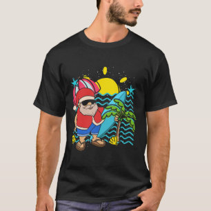 Hawaii Sommer Surfer Weihnachtsmann Tropisches Wei T-Shirt