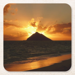 Hawaii-Sonnenaufgang am Strand-Untersetzer Rechteckiger Pappuntersetzer