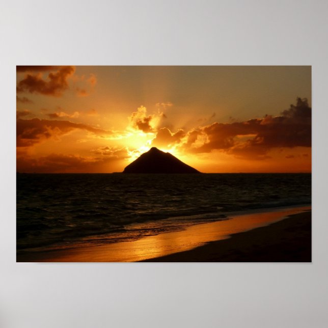 Hawaii Sonnenaufgang am Strandposter Poster (Vorne)