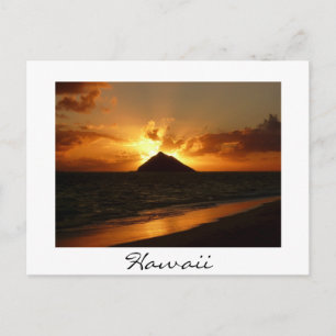 Hawaii Sonnenaufgang Postkarte, weißer Text Postka Postkarte