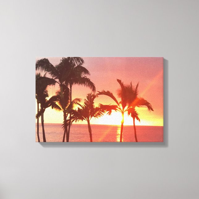 Hawaii-Sonnenuntergangs-Foto auf gespannter Leinwa Leinwanddruck (Vorderseite)