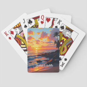 Hawaii-Sonnenuntergangs-Kalligrafie Einfach Profes Spielkarten