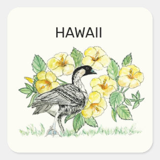 Hawaii Staat Bird und Blume Quadratischer Aufkleber