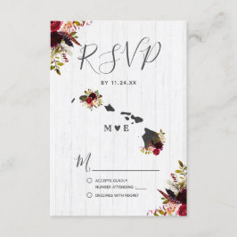 Hawaii Staat Destination Rustic Wedding RSVP Karte