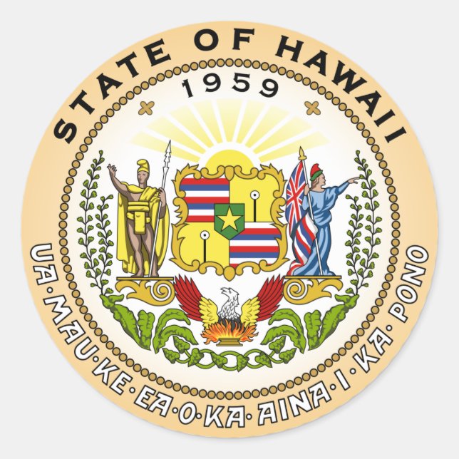 Hawaii Staat Emblem Circular Aufkleber (Vorderseite)