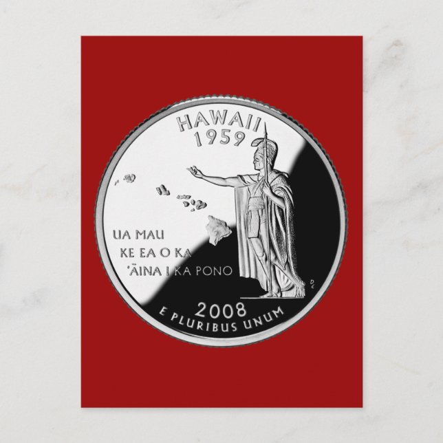 Hawaii Staat Imitate Quarter Postkarte (Vorderseite)