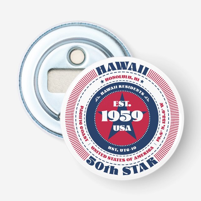 Hawaii Staat Information Circle Flaschenöffner (Vorderseite)