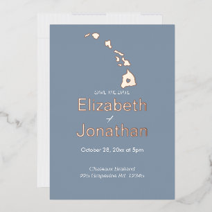 Hawaii Staat Karte Skript Save the Date Rose Gold