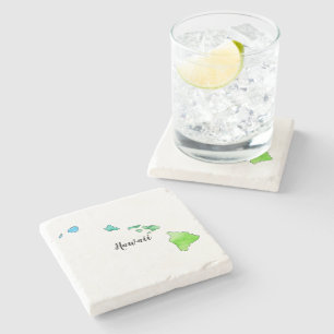 Hawaii Staat Map Wassercolor Steinuntersetzer