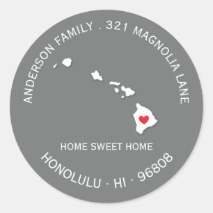 HAWAII-Staat  Neue Zuhause-Adressenaufkleber Runder Aufkleber
