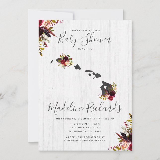 Hawaii Staat Rustic Baby Shower Einladung (Vorderseite)