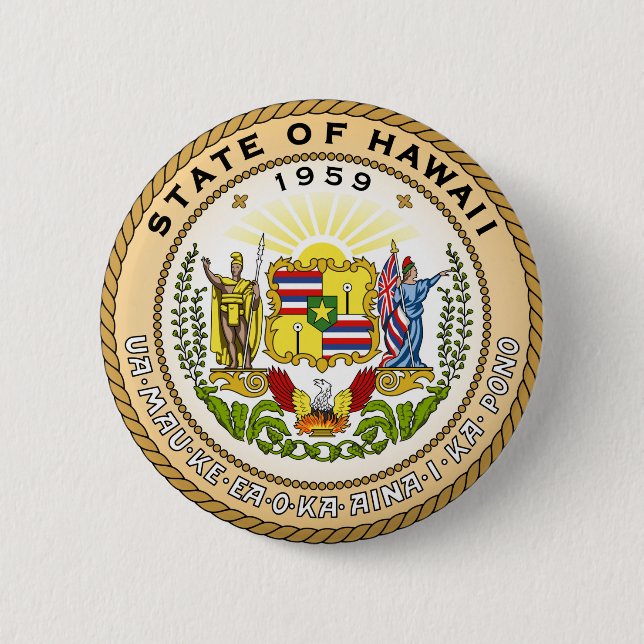 Hawaii Staat Siegel Amerikanische Republik Symbol- Button (Vorderseite)