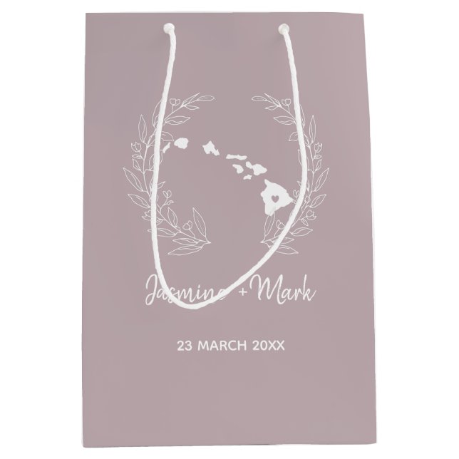 Hawaii Staat Silhouette Hochzeitstag  Mittlere Geschenktüte (Vorderseite)