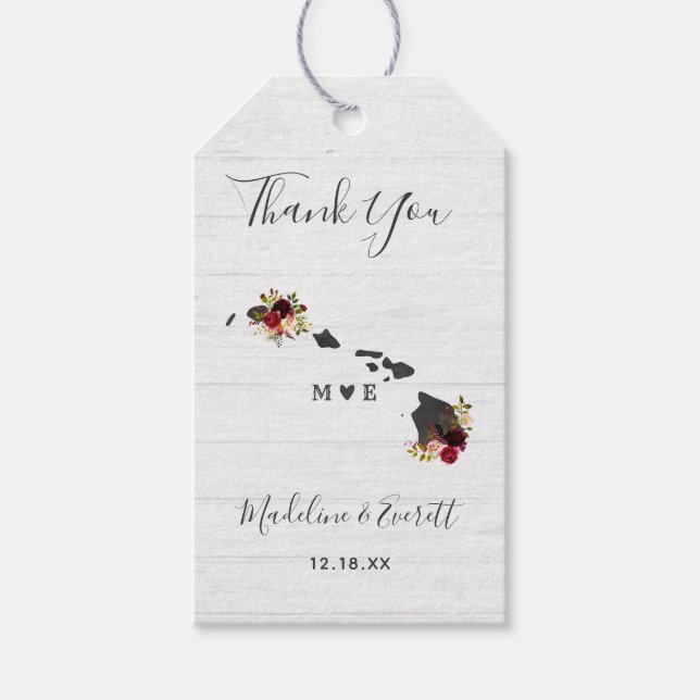 Hawaii Staat Zielort Rustikale Hochzeit Vielen Dan Geschenkanhänger (Vorderseite)