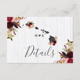 Hawaii Staat Zielort Rustikale Hochzeitdetails Einladung