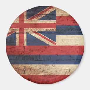 Hawaii-Staats-Flagge auf altem hölzernem Korn Magnet