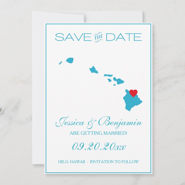 Hawaii-Staats-Karten-Save the Date Karten (Vorderseite)