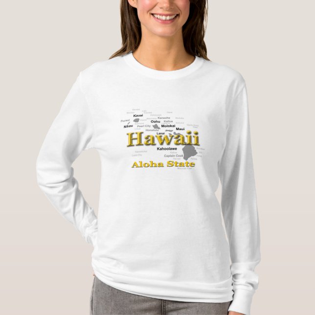 Hawaii-Staatsstolz-Karten-Silhouette T-Shirt (Vorderseite)