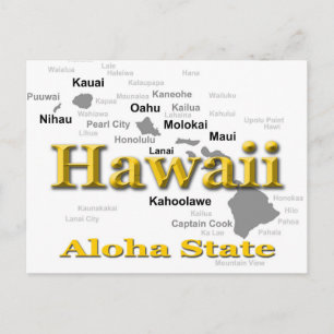 Hawaii Staatsstolz Map Silhouette Postkarte