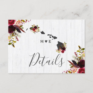 Hawaii State Destination Rustikale Hochzeitsdetail Einladung