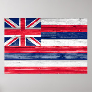 Hawaii State Flag Grunge Poster