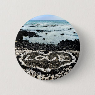Hawaii Strand Liebe Korallenherz Foto Button
