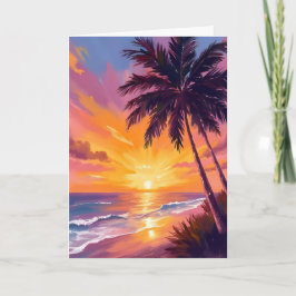 Hawaii-Strand-Sonnenuntergang-Malerei-Reise Karte