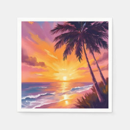 Hawaii-Strand-Sonnenuntergang-Malerei-Reise Serviette