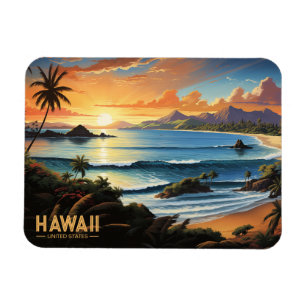 Hawaii-Strand Tropisches Paradies Vintage-Gemälde Magnet