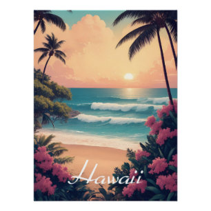 Hawaii Strand USA Reiseplakat Poster