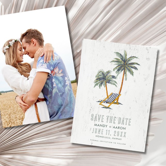 Hawaii Strand Ziel Hochzeitsfoto Save The Date (Hawaii Beach Destination Wedding Photo Save The Date)