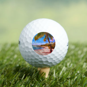 Hawaii-Strandpalmenbaum Vintage-Foto Urlaubszeit Golfball