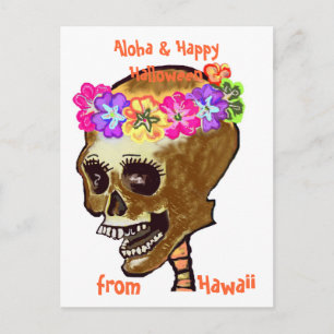 Hawaii Style Halloween Skull Postkarte