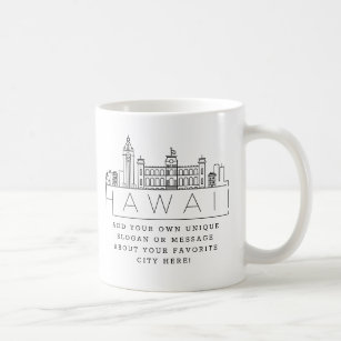 Hawaii Stylized Skyline   Kundenspezifischer Sloga Kaffeetasse