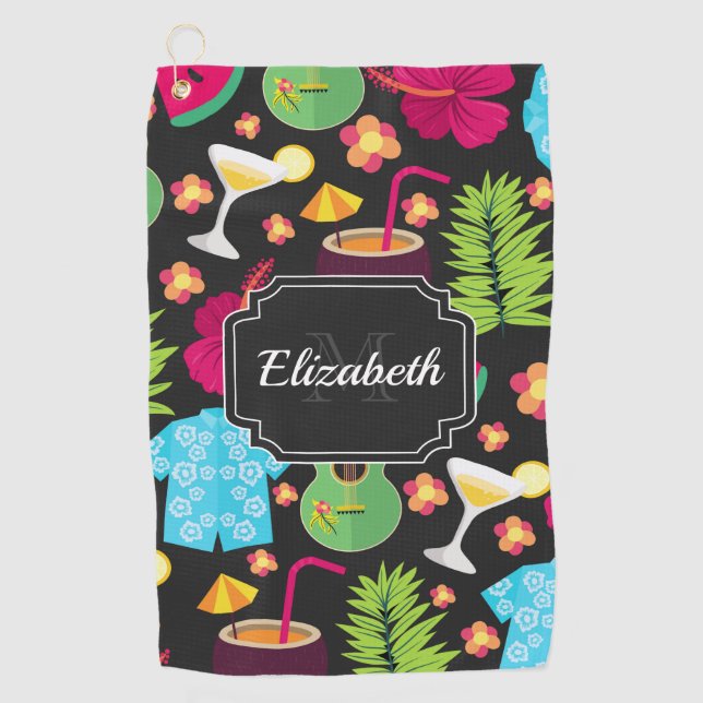 Hawaii Summer Pattern Golfhandtuch (Vorderseite)