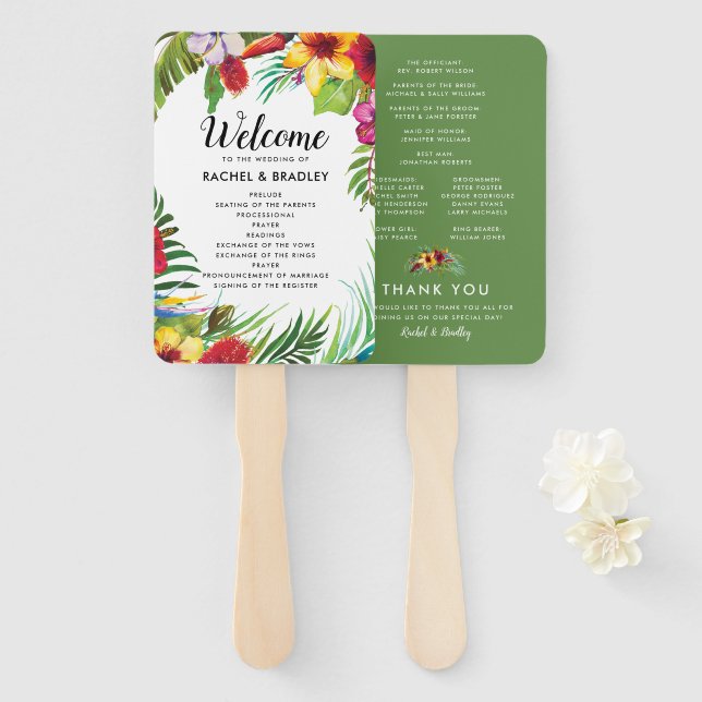 Hawaii Summer Tropical Beach Wedding Program Fächer (Vorne und Hinten)